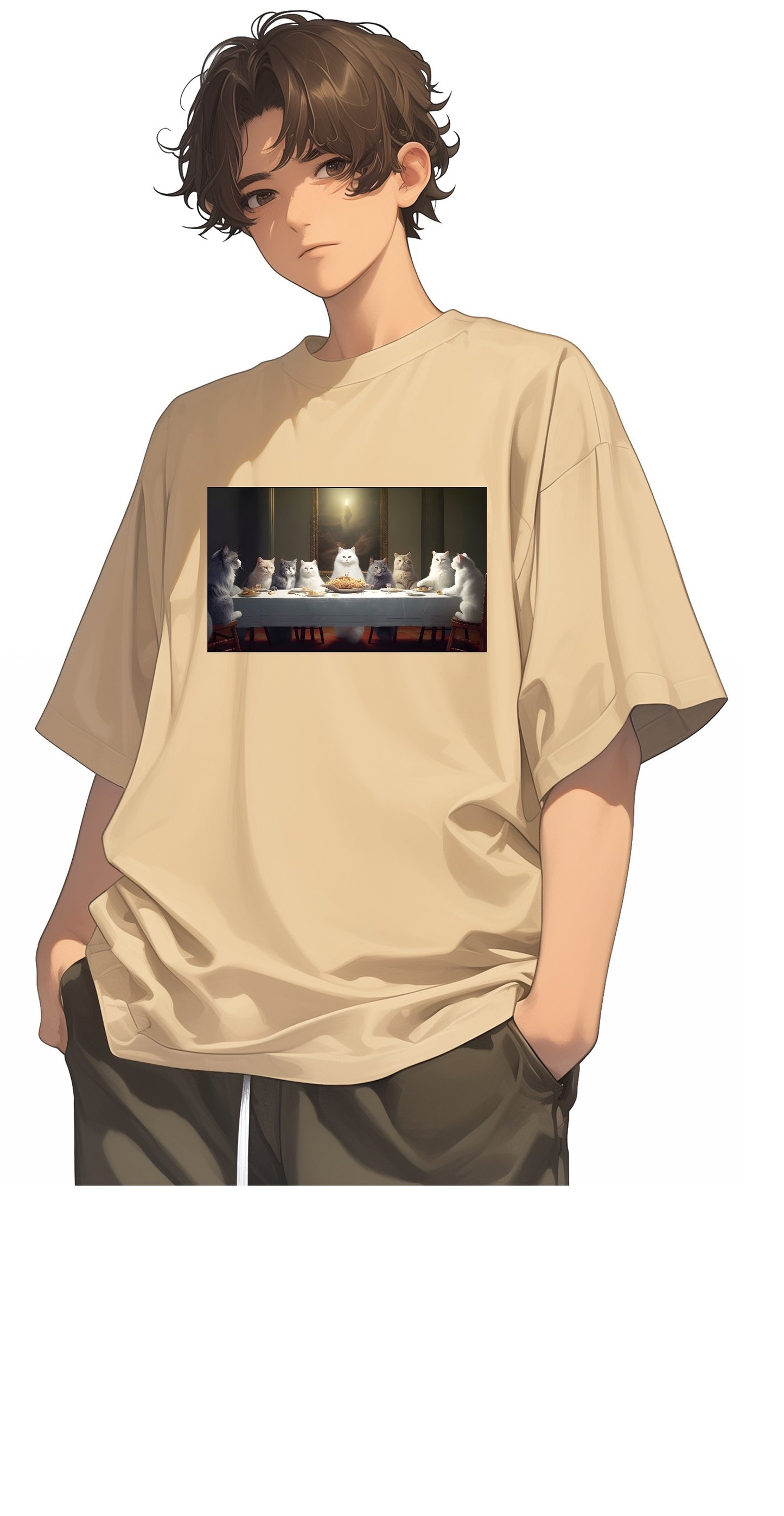 <最後的貓晚餐>100% Cotton Graphic Tee