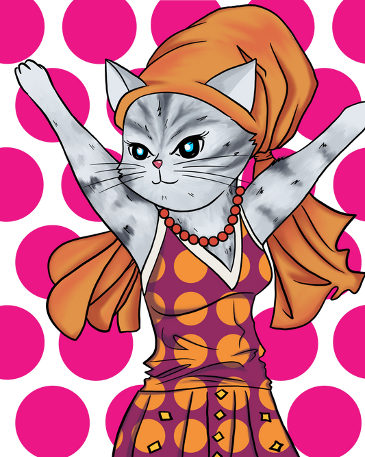 港式喵女郎|純棉圓領印花T恤