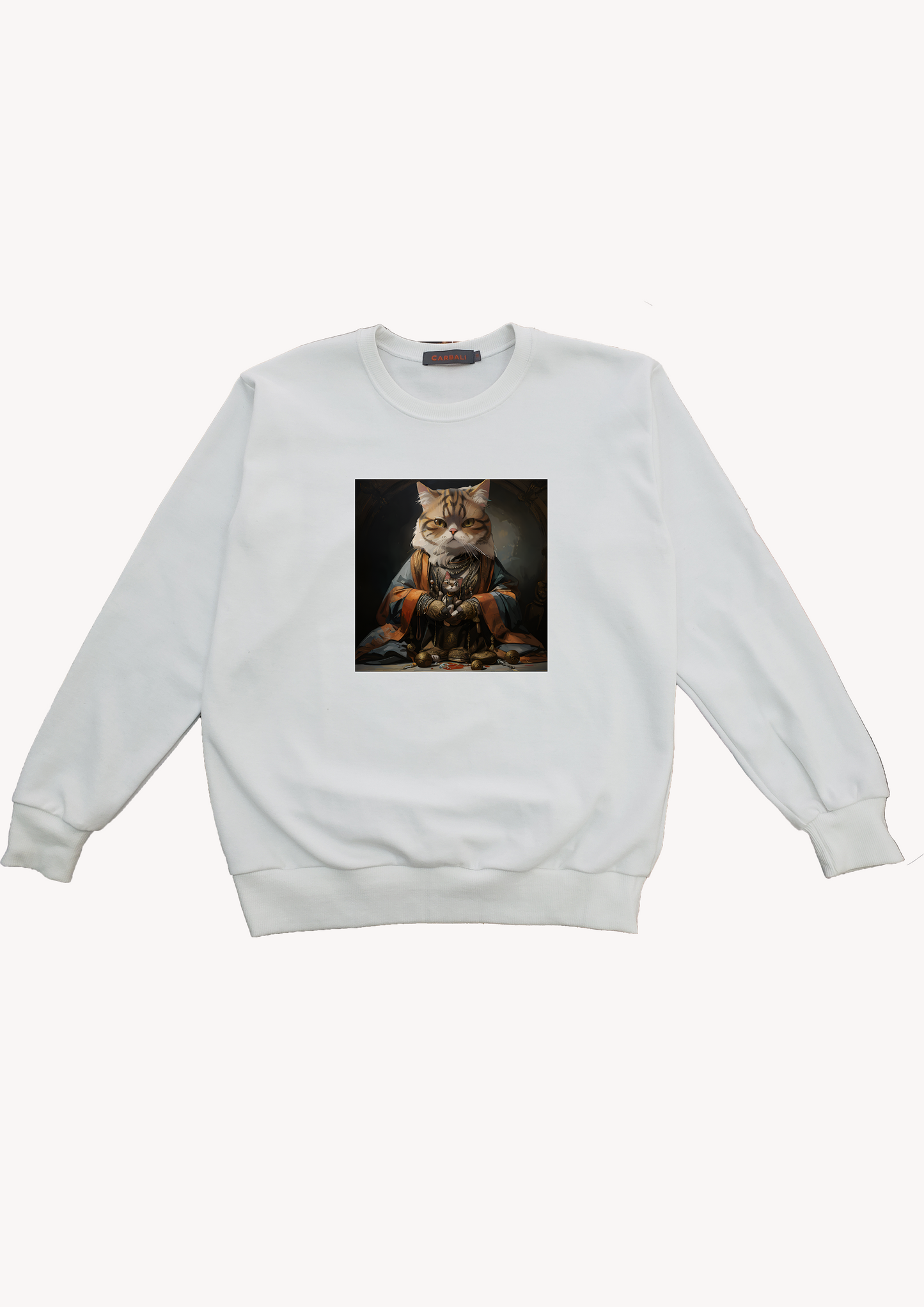 Buddha Cat|Cotton graphic printed crewneck sweatshirt
