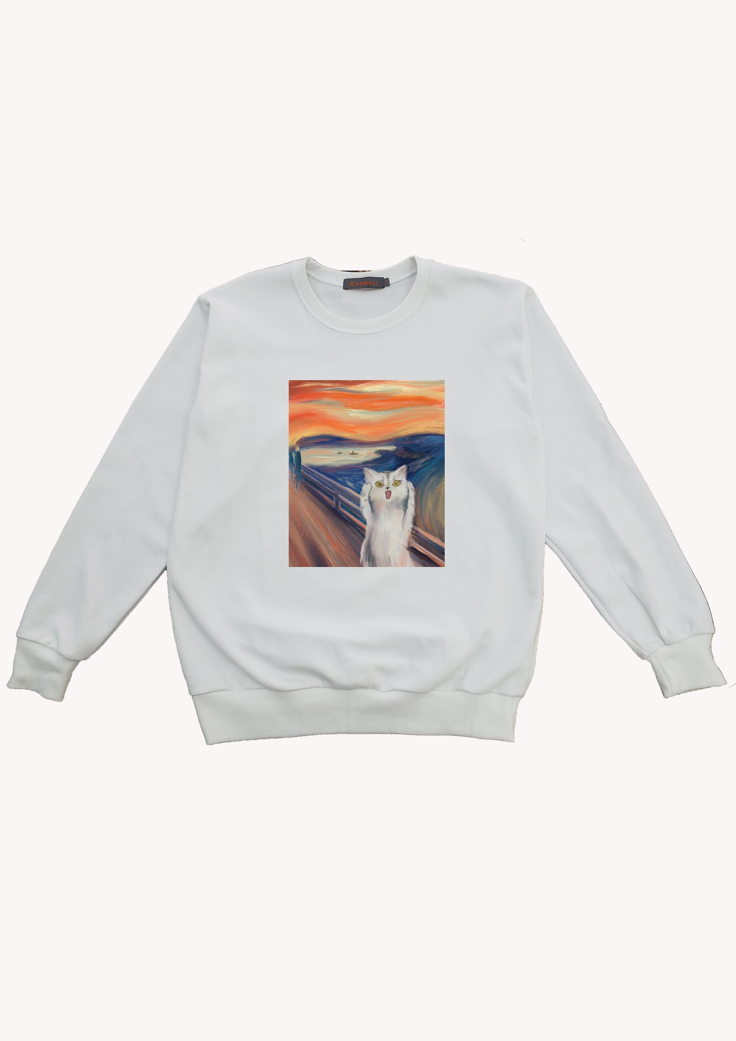 The Scream(ing) Cat|Cotton graphic printed crewneck sweatshirt