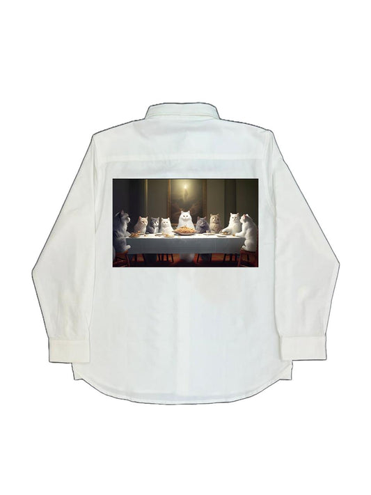 最後的貓晚餐|純棉印花長袖襯衫
