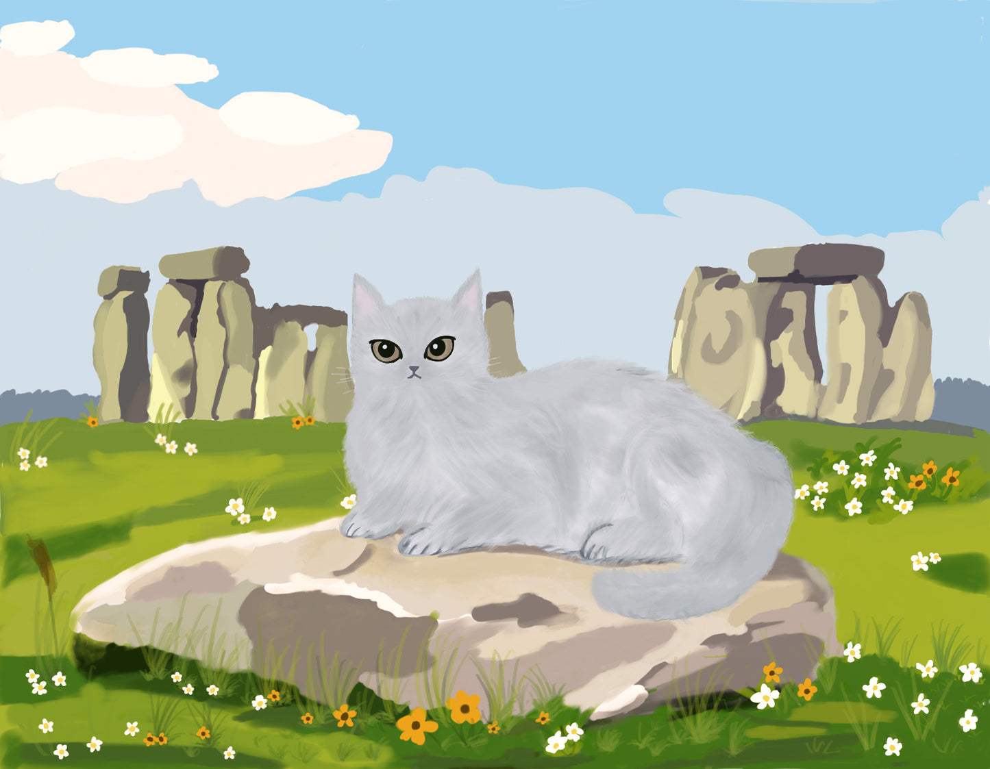 "Rosie" in Stonehenge | Cotton crewneck graphic printed T-shirt