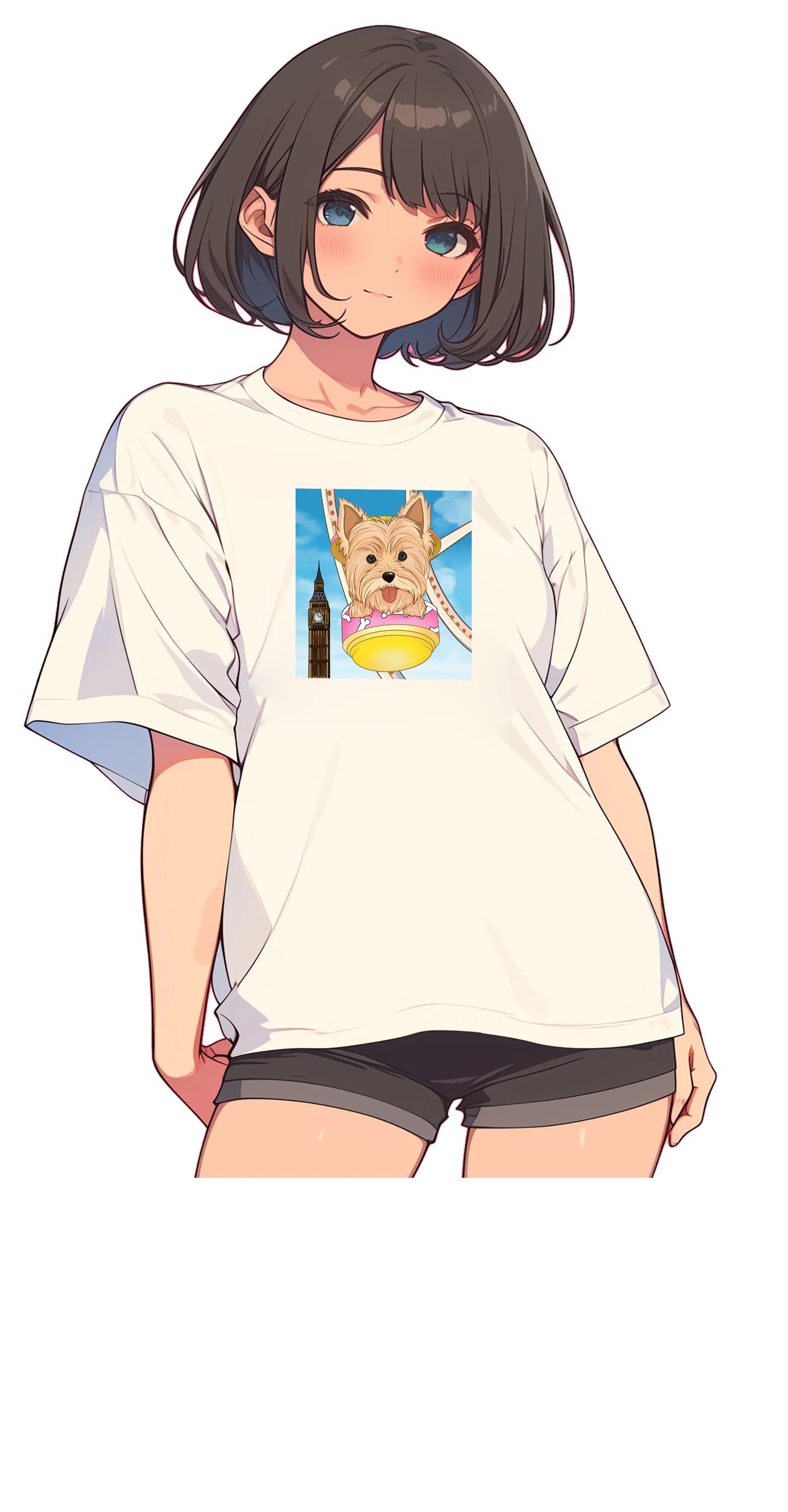 Puppy in London|Cotton crewneck graphic printed T-shirt
