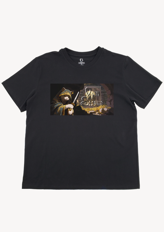 喵喵開門|純棉圓領印花T恤