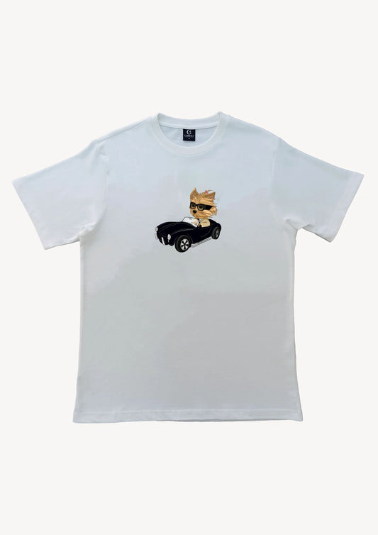 狗狗開車|純棉圓領印花T恤