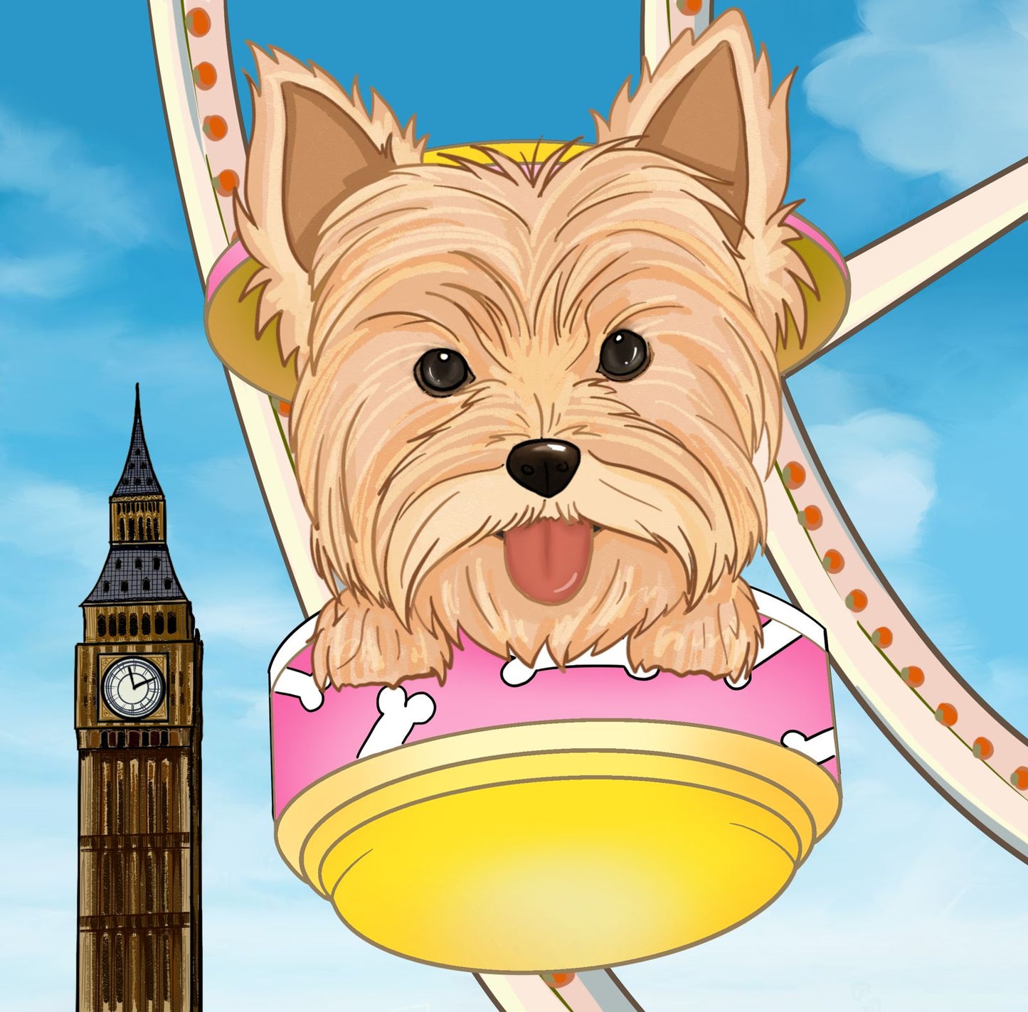 Puppy in London|Cotton crewneck graphic printed T-shirt