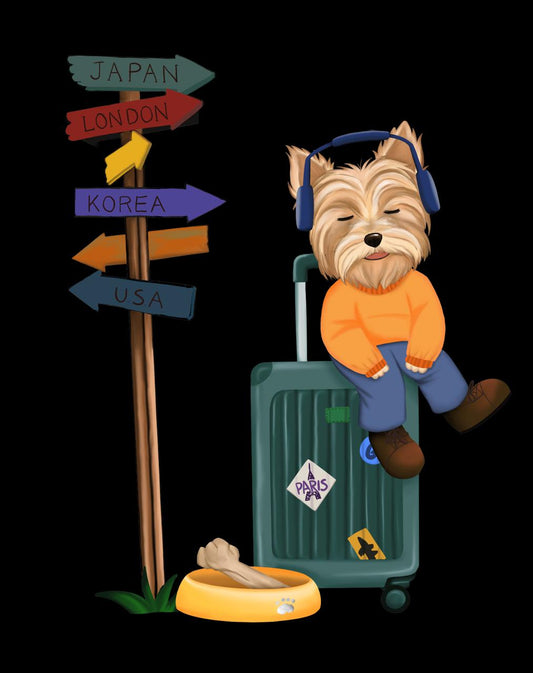 狗狗去旅行|純棉圓領印花T恤