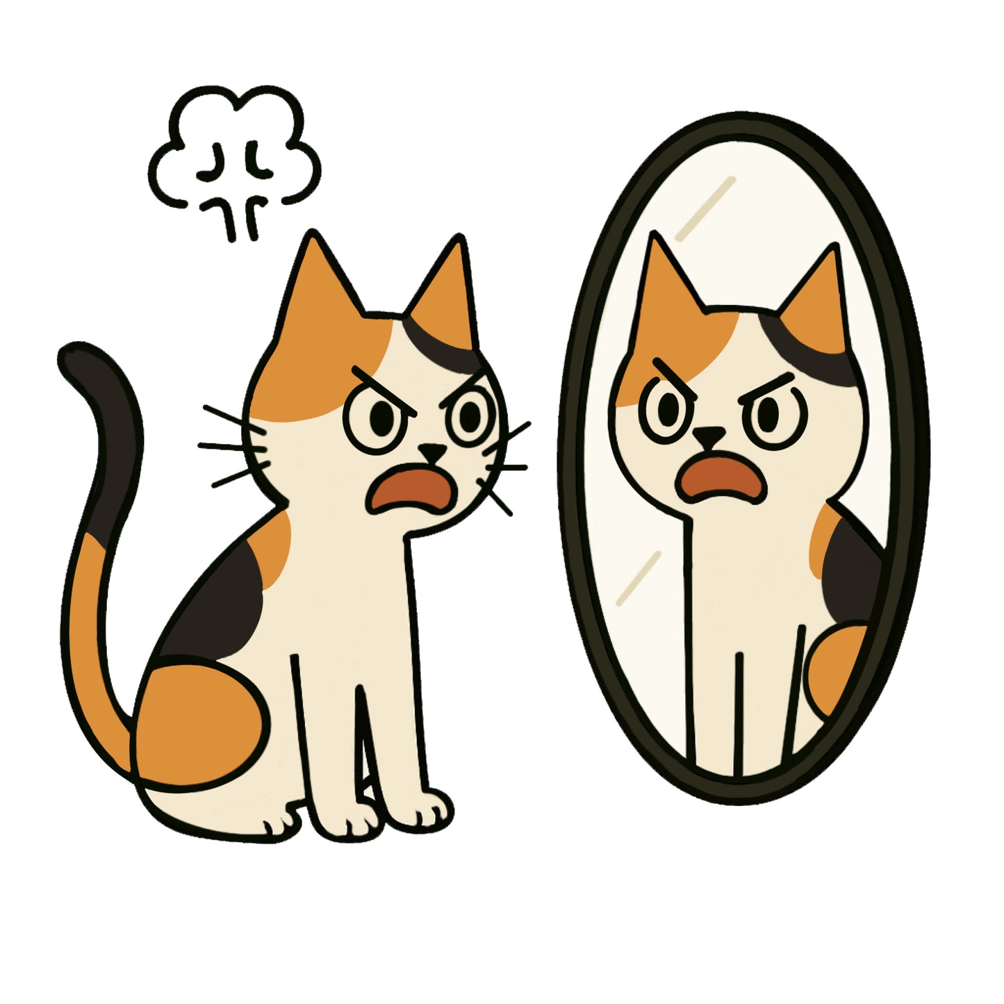 "Ah Cal" throwing a tantrum in front of the mirror | Cotton crewneck graphic printed T-shirt