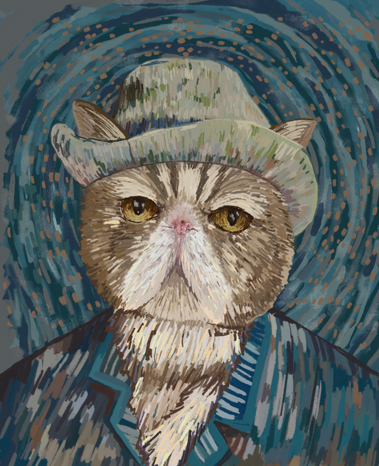 本喵的自畫像|純棉圓領印花T恤