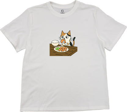 "Ah Cal" steals shrimps｜ Cotton crewneck graphic printed T-shirt