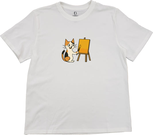 "Ah Cal" the Little Painter｜Cotton crewneck graphic printed T-shirt