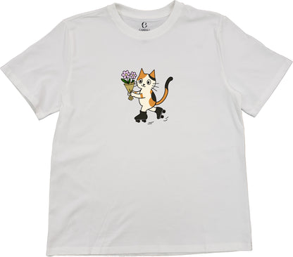 「Ah Cal」Delivering Flowers｜Cotton crewneck graphic printed T-shirt