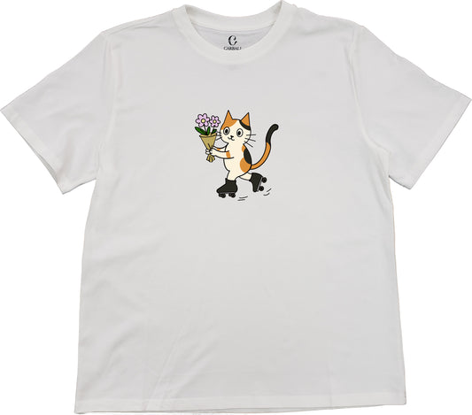 「Ah Cal」Delivering Flowers｜Cotton crewneck graphic printed T-shirt