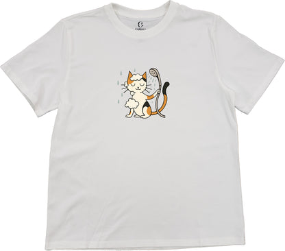 "Ah Cal" in the Shower｜Cotton crewneck graphic printed T-shirt