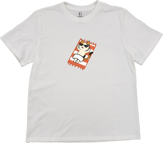 "A Cal" basking in the sun | Cotton crewneck graphic printed T-shirt
