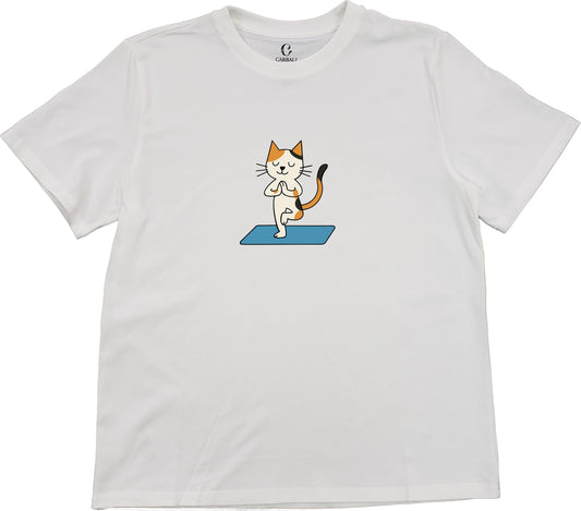 "Ah Cal" Practicing Yoga | Cotton crewneck graphic printed T-shirt
