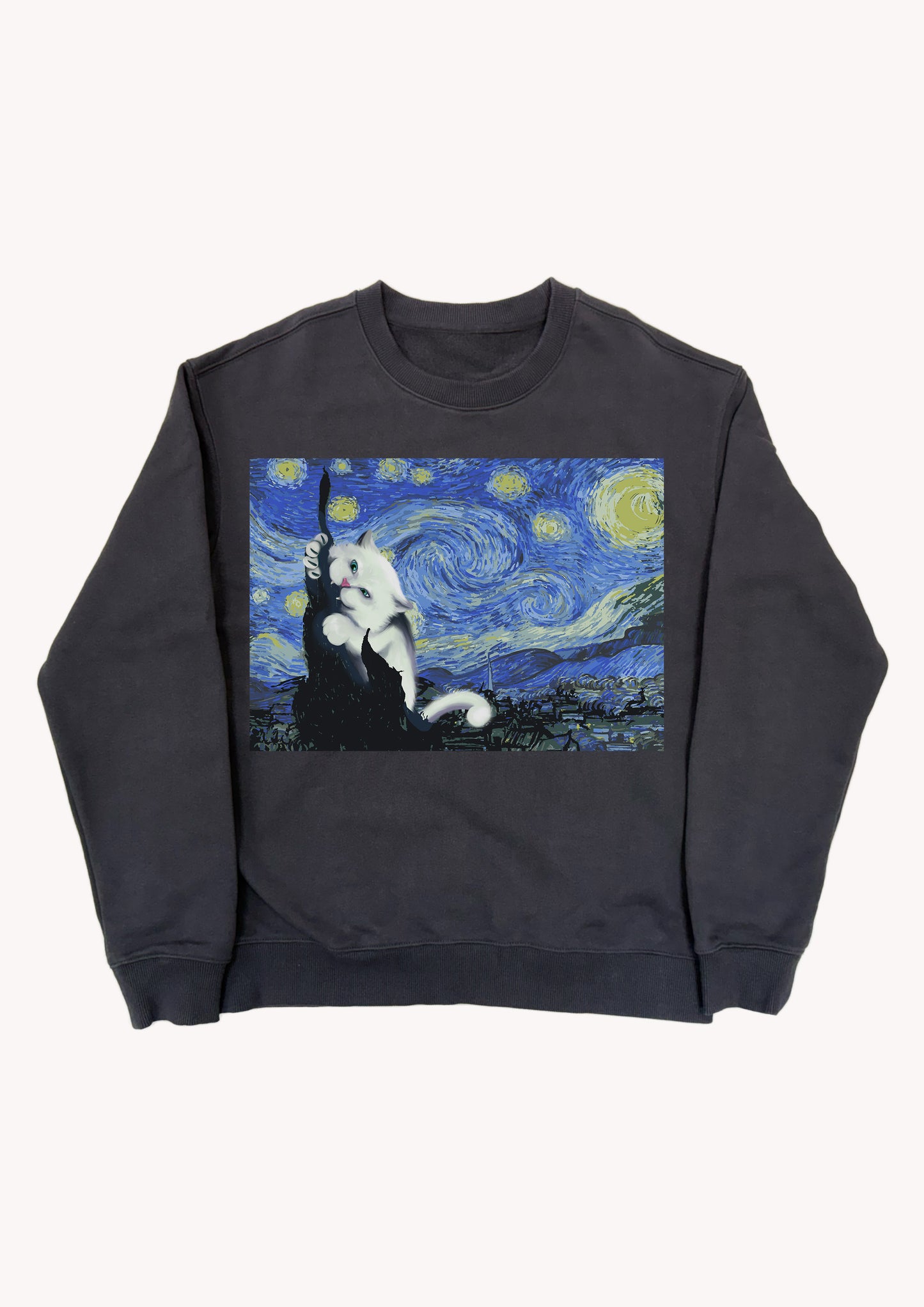 <星空貓>100% Cotton Graphic Sweater