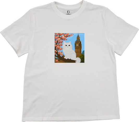 「Rosie」in London｜Cotton crewneck graphic printed T-shirt