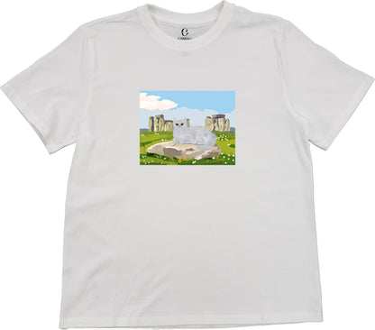 "Rosie" in Stonehenge | Cotton crewneck graphic printed T-shirt