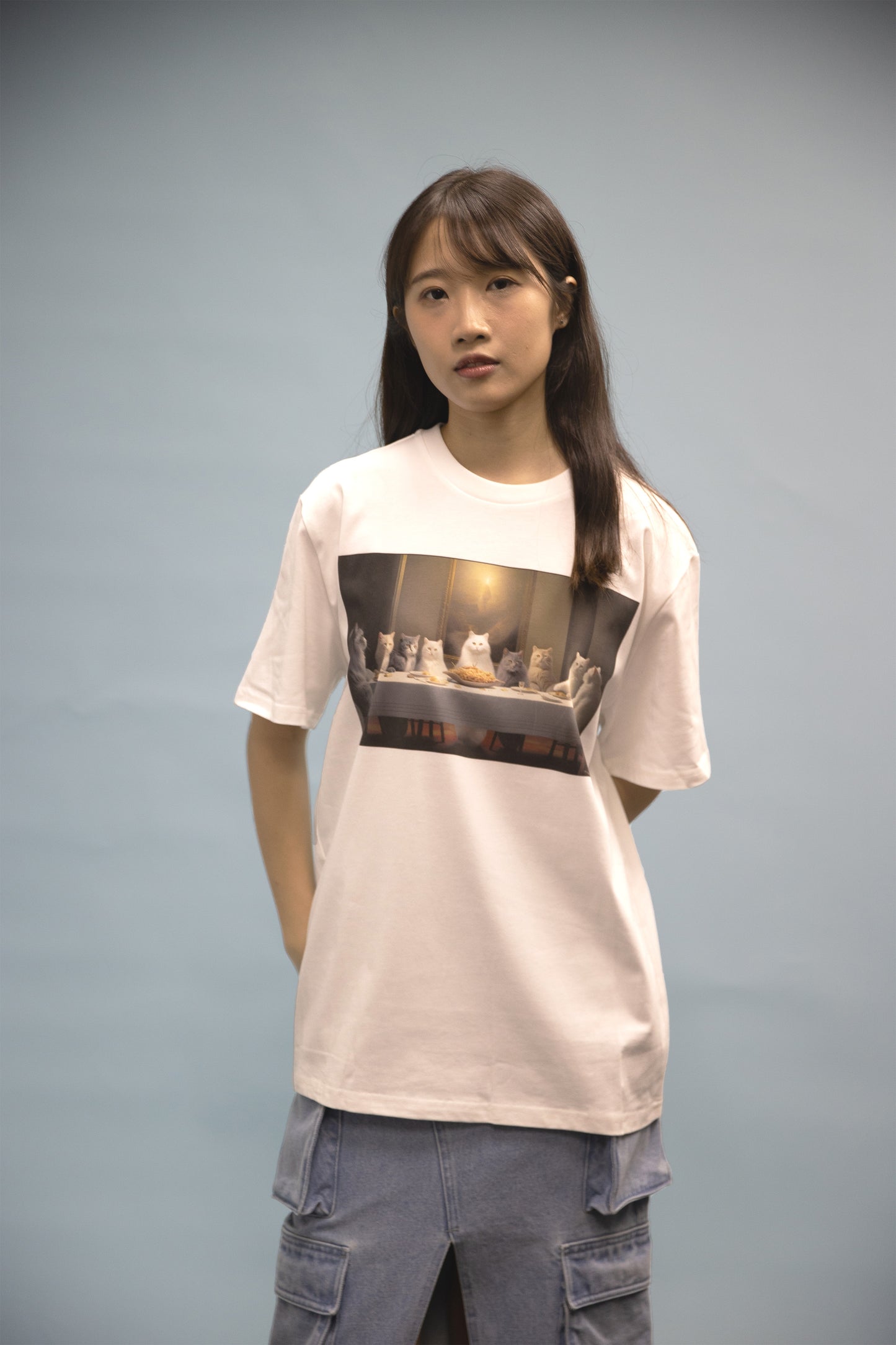 <最後的貓晚餐>100% Cotton Graphic Tee