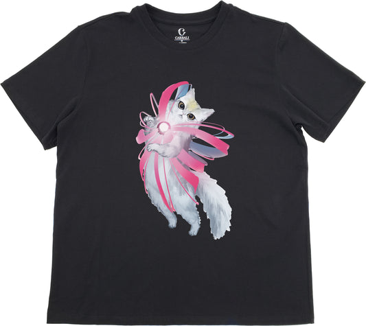 Meow Meow Guardian｜Cotton crewneck graphic printed T-shirt